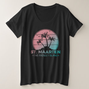St. Maarten   Sint Martin Retro Gradient Große Größe T-Shirt