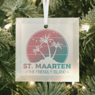 St. Maarten Sint Martin Retro Gradient Ornament Aus Glas