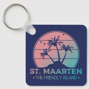 St. Maarten Sint Martin Retro Gradient Schlüsselanhänger