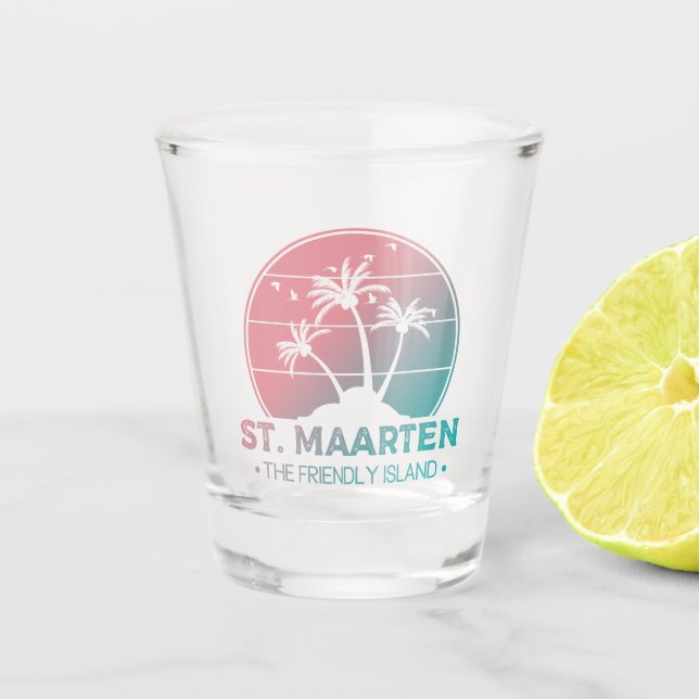 St. Maarten | Sint Martin Retro Gradient Schnapsglas (Vorderseite)