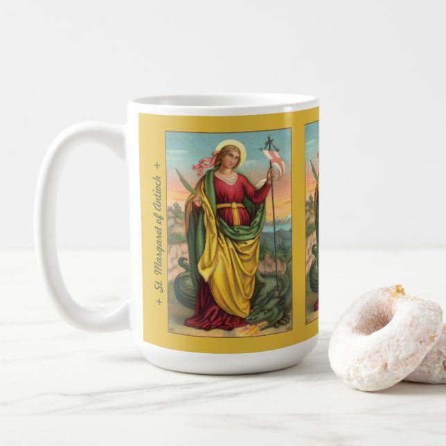 St. Margaret mit dem Banner Drache und Auferstehun Kaffeetasse (Mit Donut)