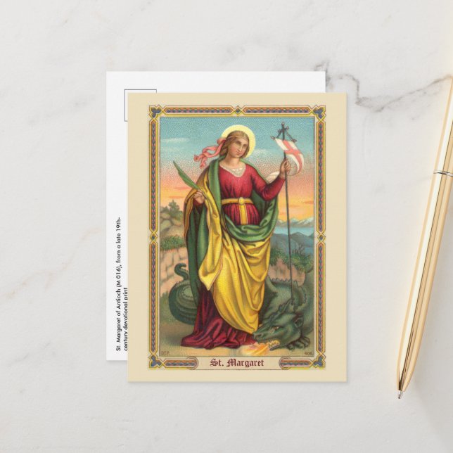 St. Margaret mit dem Banner Drache und Auferstehun Postkarte (Vorderseite/Rückseite Beispiel)