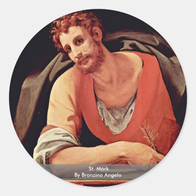 St. Mark By Bronzino Angelo Runder Aufkleber (Vorderseite)
