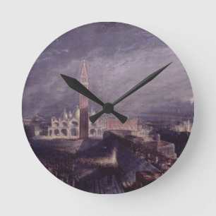 St Mark Platz, Venedig (Mondschein) graviert durch Runde Wanduhr