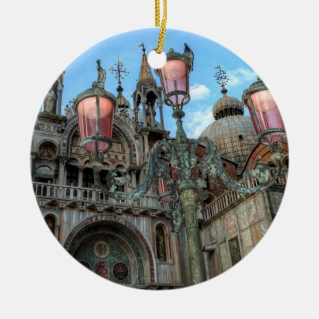 St. Marks and Lamp, Venedig, Italien Keramik Ornament (Vorne)