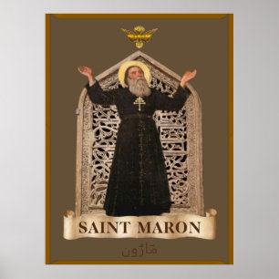 St. Maron Maronitische Ikone Extra Groß 101,6 cm x Poster