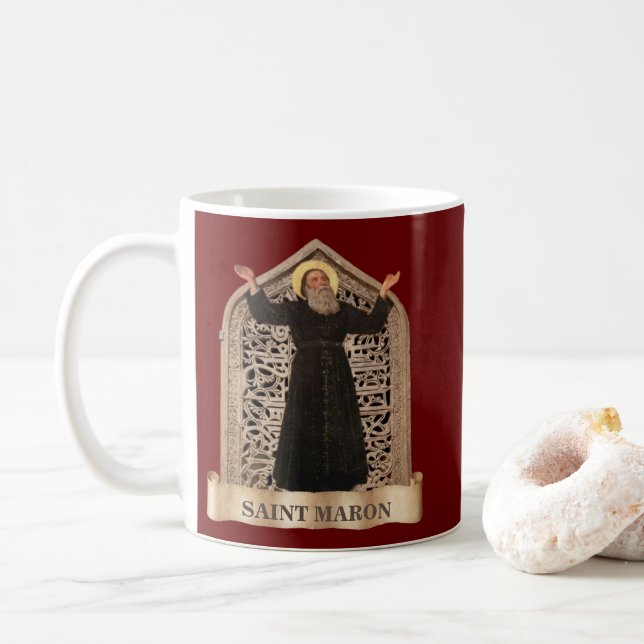 St. Maron, Schirmherr der katholischen Kirche von  Kaffeetasse (Mit Donut)
