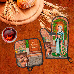 St. Martha von Bethany in Ihrer Küche Ofenhandschuh & Topflappen-Set