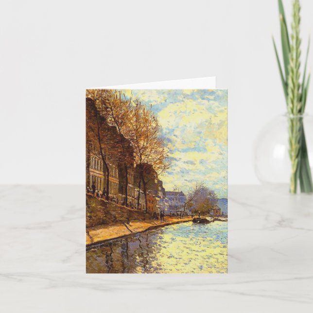St Martin Canal von Sisley Impressionist Painting Dankeskarte (Vorderseite)
