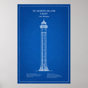 St. Martin Island Leuchtturm - Michigan – AD Poster