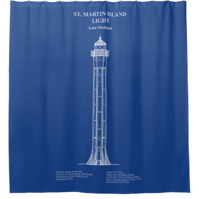 St. Martin Island Lighthouse - Michigan - AD Duschvorhang (Vorderseite)