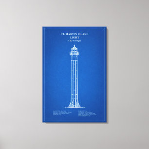 St. Martin Island Lighthouse - Michigan - AD Leinwanddruck