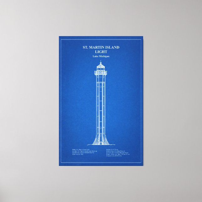 St. Martin Island Lighthouse - Michigan - AD Leinwanddruck (Vorderseite)