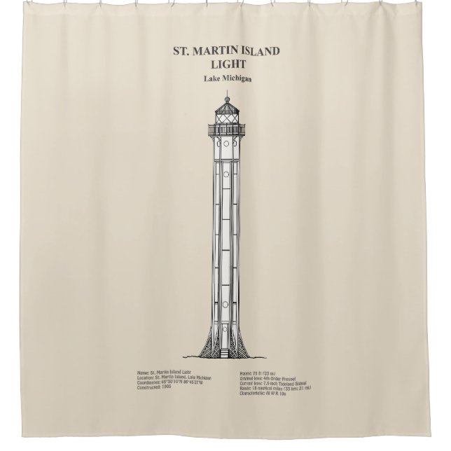 St. Martin Island Lighthouse - Michigan - SBD Duschvorhang (Vorderseite)