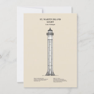 St. Martin Island Lighthouse - Michigan - SBD Mitteilungskarte