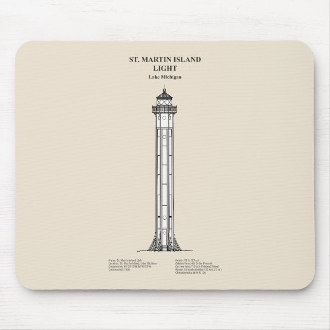 St. Martin Island Lighthouse - Michigan - SBD Mousepad (Vorne)