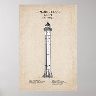 St. Martin Island Lighthouse - Michigan - SBD Poster
