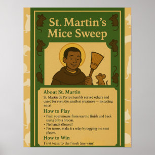 St. Martin Mäuse kehren Saint Spiel Zeichen Poster