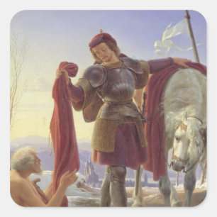 St Martin und der Bettler, 1836 Quadratischer Aufkleber