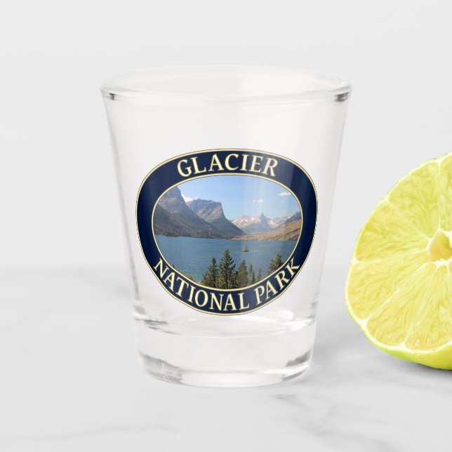 St. Mary Lake: Glacier National Park Schnapsglas (Vorderseite)