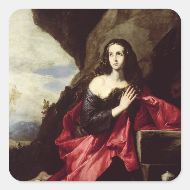 St. Mary Magdalene oder St. Thais in der Wüste Quadratischer Aufkleber (Vorderseite)