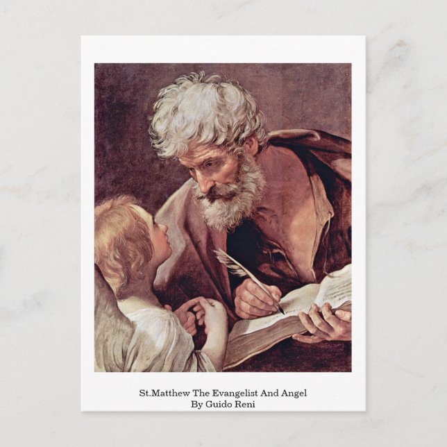 St. Matthew Der Evangelist und Engel von Guido Ren Postkarte (Vorderseite)