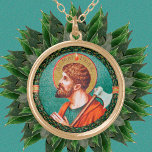 St. Matthias the Apostle (JMAS 09) Runde Vergoldete Kette<br><div class="desc">St. Matthias (1. Jahrhundert) wurde von Los gewählt, in der Zwischenzeit zwischen dem Aufstieg und dem Pfingsten, um Judas Iscariot als Apostel zu ersetzen. Die Traditionen unterscheiden sich etwas von seinem Post-Selektionsministerium, aber stimmen zu, dass er erlitten Martyrium. Hier trägt er eine Axt als Instrument; in anderen Darstellungen kann er...</div>
