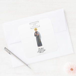 St. Maximilian Kolbe Flat Grußkarte Quadratischer Aufkleber