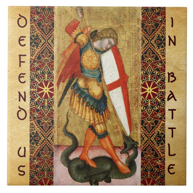 St. Michael Archangel and Dragon Sienese Fliese (Vorderseite)