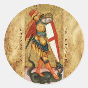 St. Michael Archangel and Dragon Sienese Runder Aufkleber