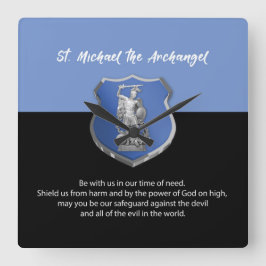 St. Michael Archangel Gebet Denken Sie an Sie Quadratische Wanduhr