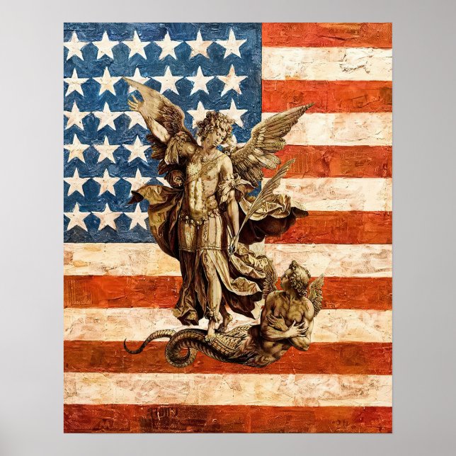 St. Michael, Archangel Katholische Fahne Saint USA Poster (Vorne)