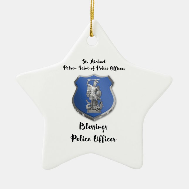 St. Michael Blessings zum neuen Polizeibeamten Keramik Ornament (Vorne)