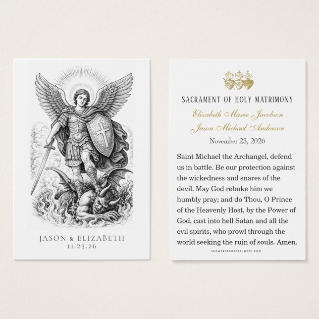 St. Michael Catholic Wedding Prayer Cards (Vorne & Hinten)