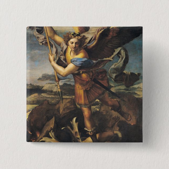 St Michael, das den Dämon, 1518 überwältigt Button (Vorderseite)