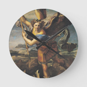 St Michael, das den Dämon, 1518 überwältigt Runde Wanduhr