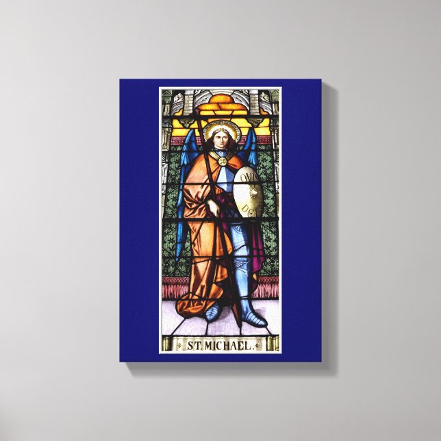 St. Michael Das Erzengelenkefenster Leinwanddruck (Vorderseite)