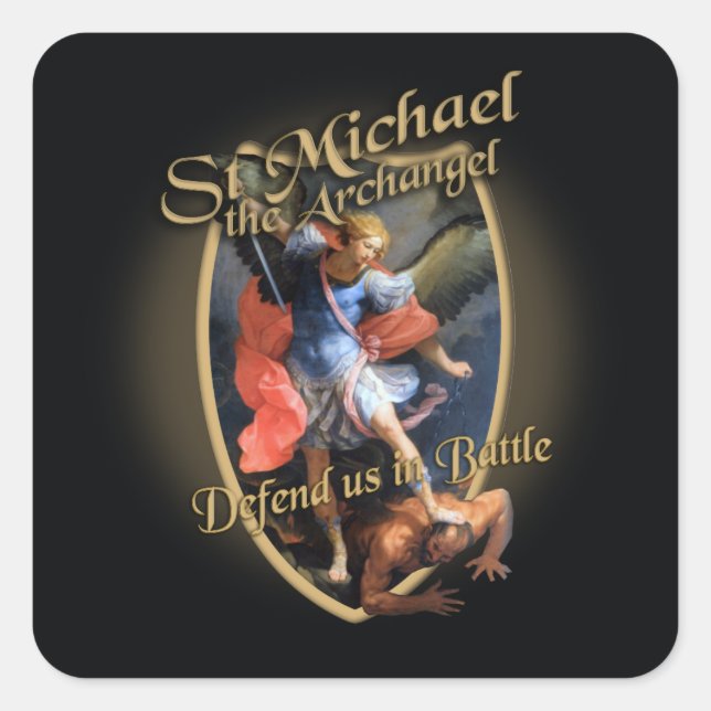 ST MICHAEL DER ARCHANGEL VERTEIDIGT UNS IN KAMPF QUADRATISCHER AUFKLEBER (Vorderseite)