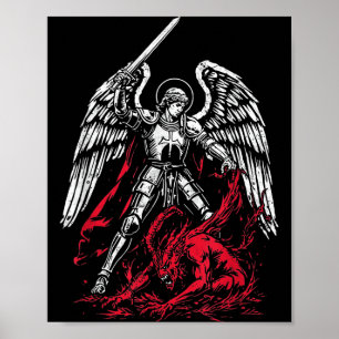 St. Michael der Erzengel besiegt Satan Katholisch Poster