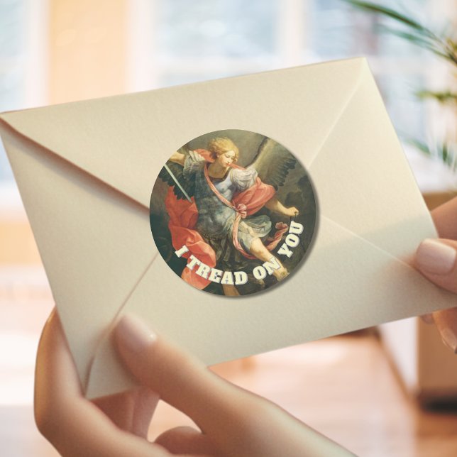 St. Michael, der Erzengel, den ich über dich pfleg Runder Aufkleber (Von Creator hochgeladen)