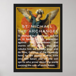 St. Michael der Erzengel Gebet mit weißem Text Poster