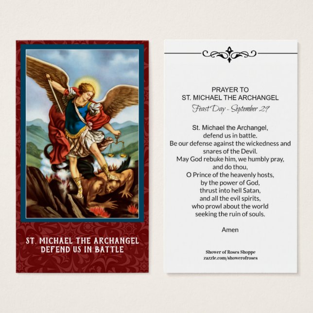 St. Michael der Erzengel Gebetskarte (Vorne & Hinten)