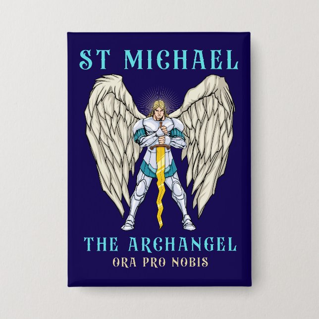 St. Michael der Erzengel Katholisches Gebet Button (Vorderseite)