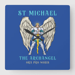 St. Michael der Erzengel Magnet Katholisches Gebet Quadratische Wanduhr