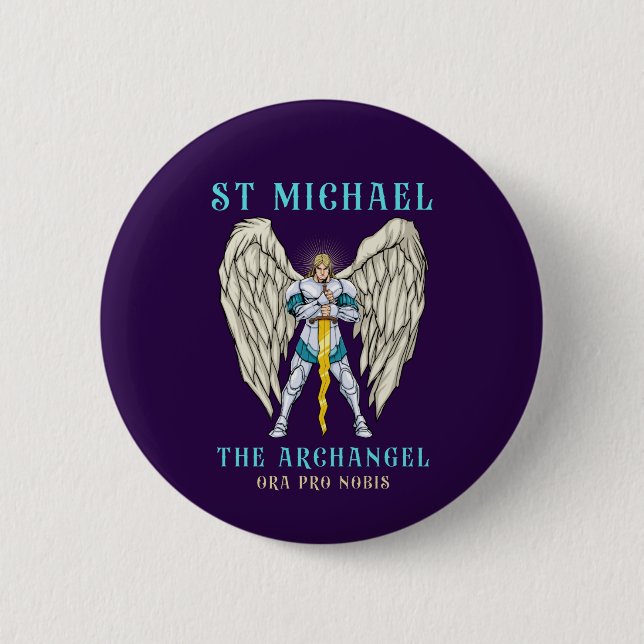 St. Michael der Erzengel römisch-katholisch Button (Vorderseite)