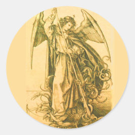 St. MIchael der Erzengel Slegende Satan Runder Aufkleber
