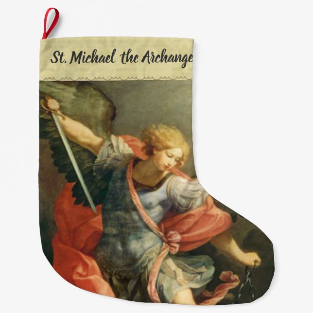 St Michael der Erzengel-traditionelle Katholische Großer Weihnachtsstrumpf (Vorderseite)