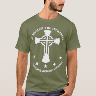 St Michael der Erzengel - weiße Schablone T-Shirt