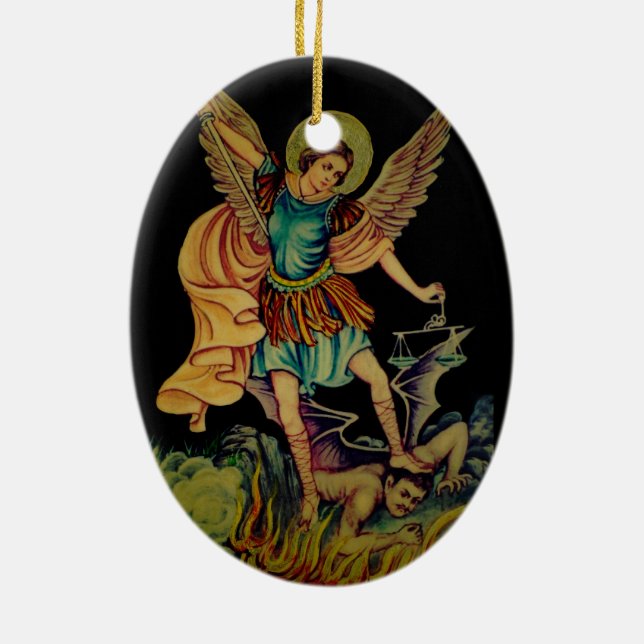 St Michael die Erzengel-hängende Verzierung Keramik Ornament (Hinten)