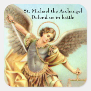 St Michael die Erzengel-Klinge-Rüstung Quadratischer Aufkleber